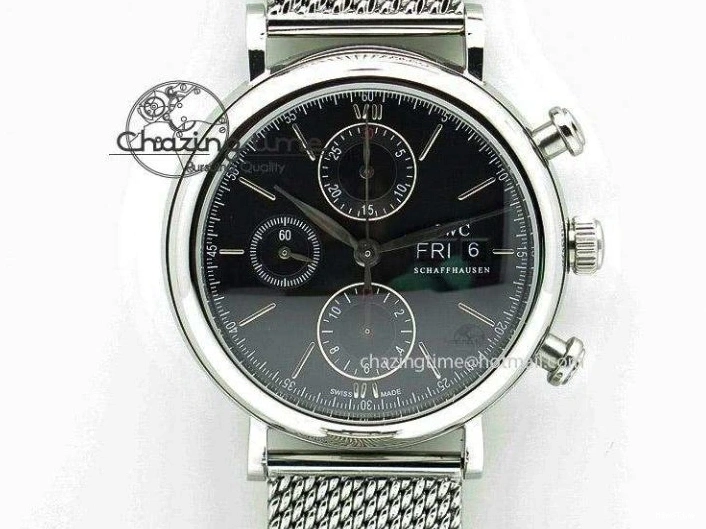 MIROTIME 0321 Portofino Automatic SS TWF 1:1 Best Edition Black Dial on Black Leather Strap A TravelReady 7199